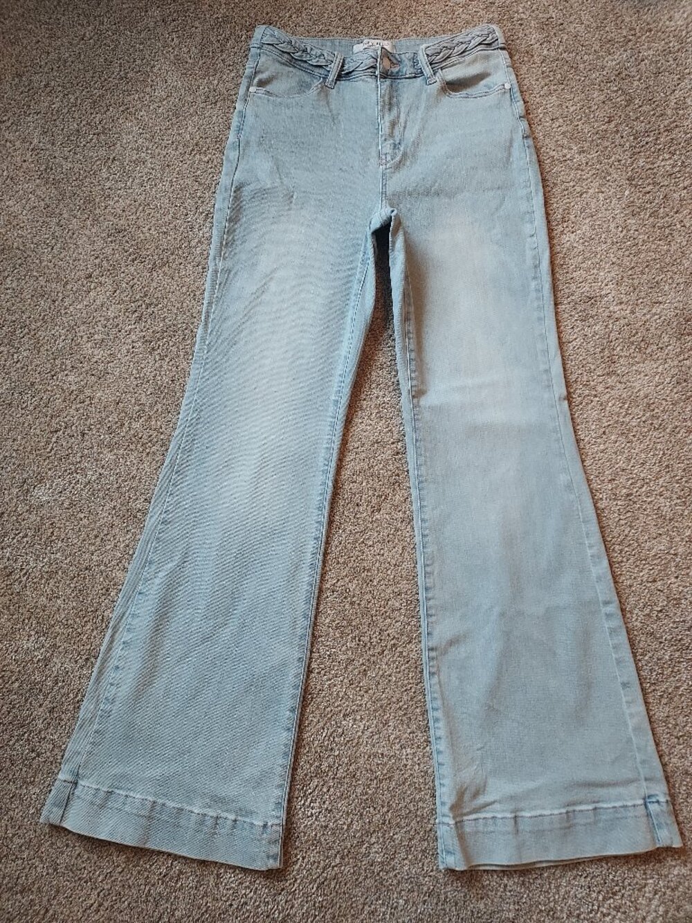 Judy Blue Cadence Braided Waistband Wide Leg Jeans Light Wash JB88332 Size 9/29